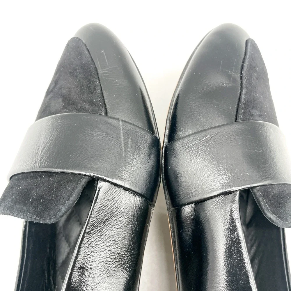 Birdies Womens 9 Sparrow Pointed Toe Loafers Black Leather Preppy Office Chic